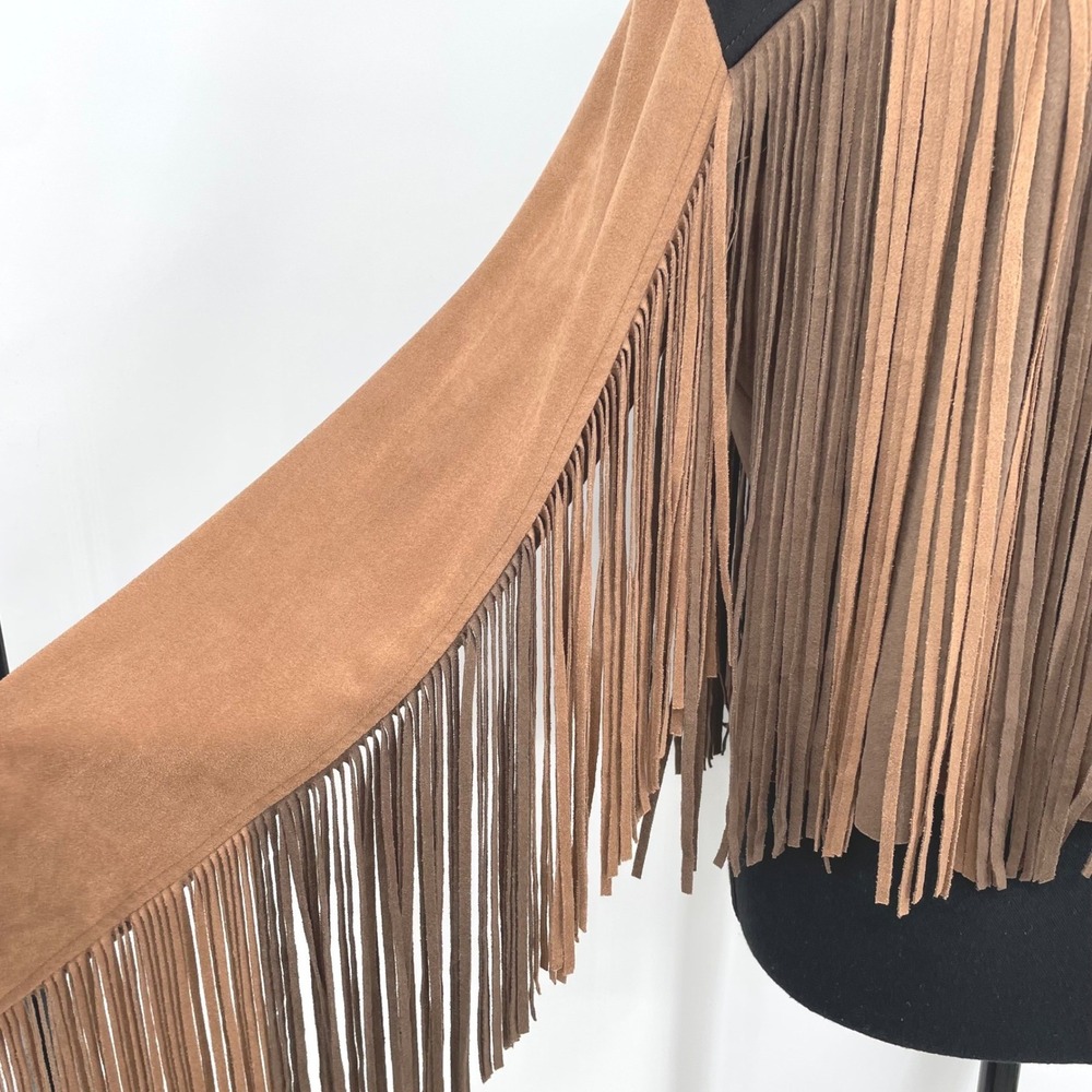 Vocal Fringe Jacket Womens Medium Brown Faux Suede Western Star Boho Festival - Picture 8 of 16